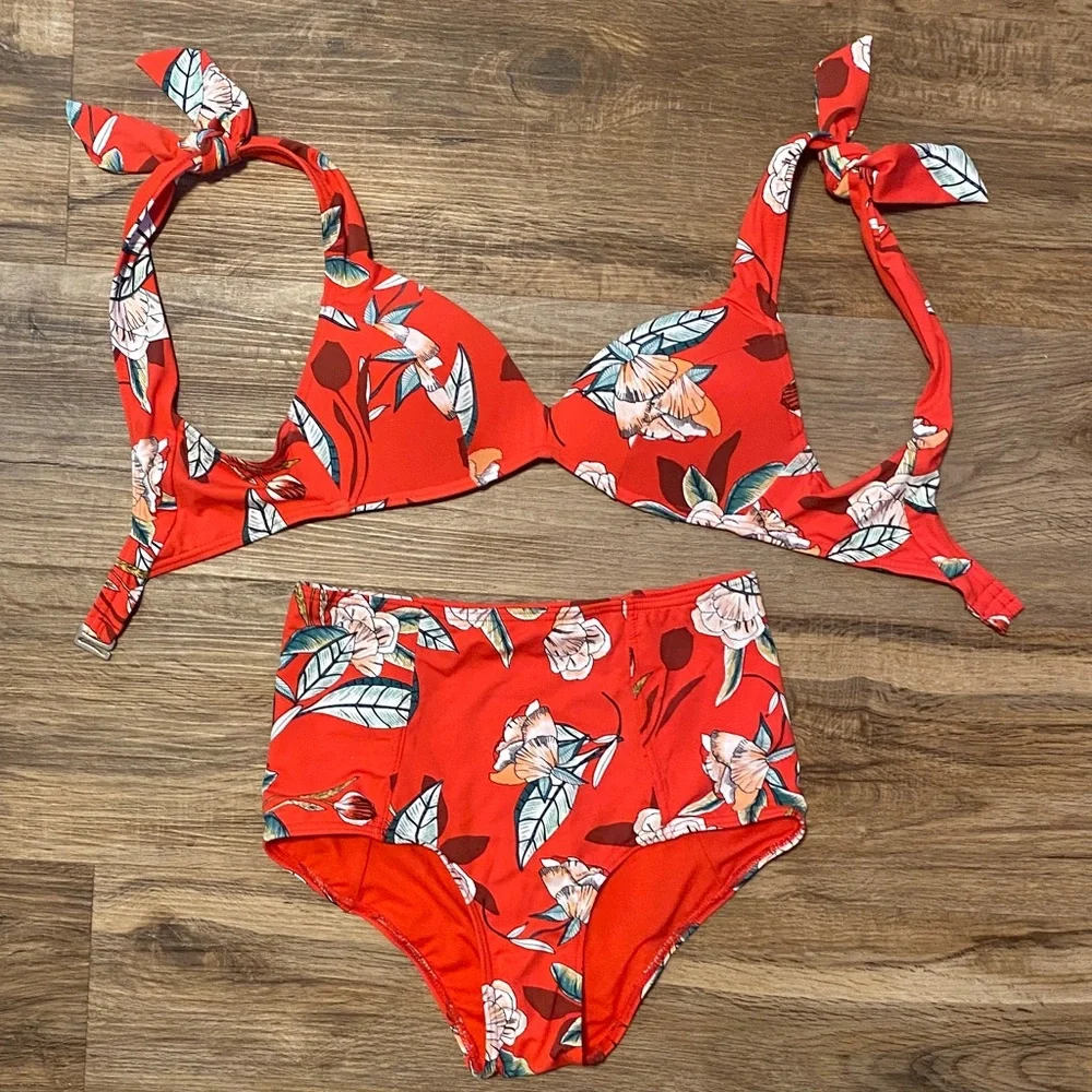 Red Floral Bikini